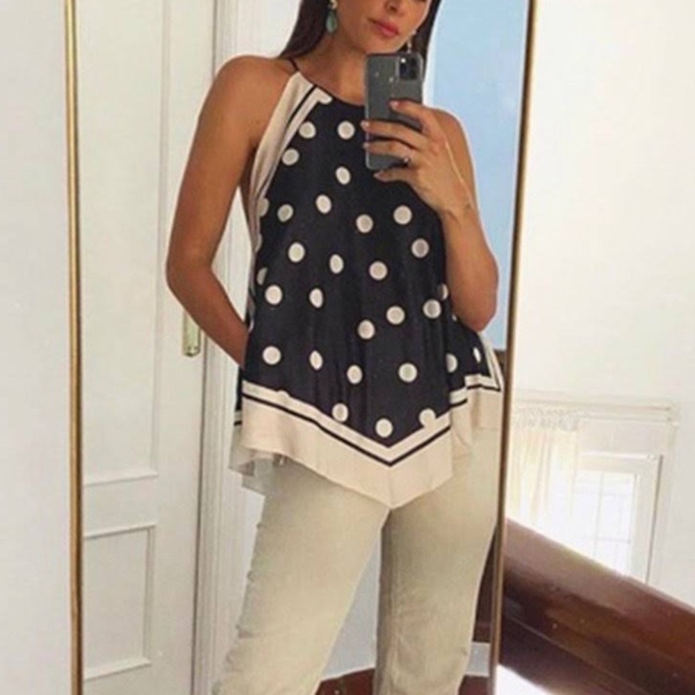ZARA Satin Bandanna Style Polka Dot Cami - Picture 2 of 5